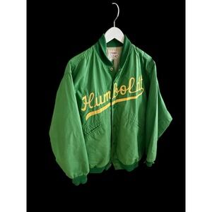 Vintage 60's Wilson's Humboldt County Baseball Jacket Sz 42 Large Distressed